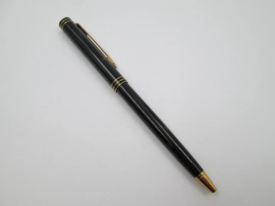 Waterman Ideal ballpoint pen. Black and brown lacquer. Gold plated details. 2000's