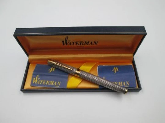 Waterman L'Étalon. Plata ley y detalles chapados oro. Plumín 18k. Estuche