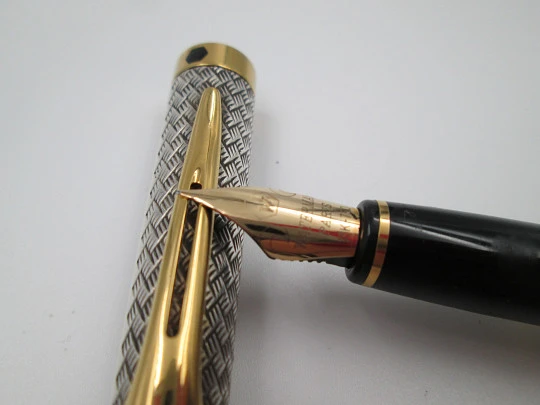 Waterman L'Étalon. Plata ley y detalles chapados oro. Plumín 18k. Estuche