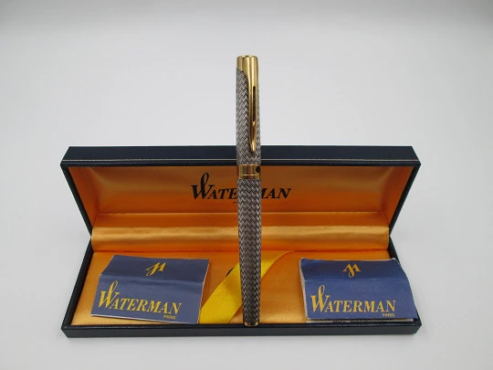 Waterman L'Étalon. Sterling silver & gold plated details. 18k nib. Box