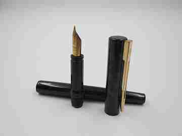 Waterman París. Resina marmolizada negro gris y metal dorado. Cartuchos