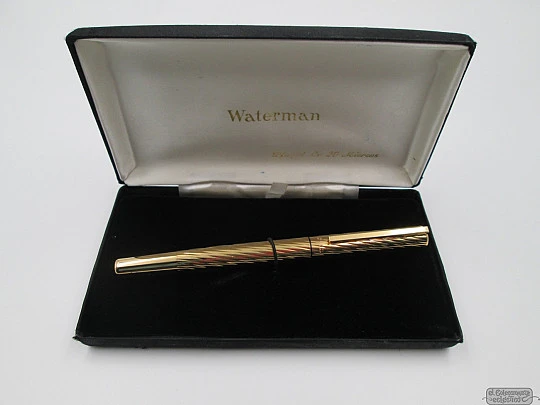 Waterman Torsade. Chapada oro. Diseño espiral. Años 70. Plumín 18k