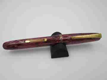Waterman's 512V. Pink striated marble celluloid. Lever filler. 14k gold nib