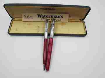 Waterman's C/F fountain pen & ballpoint set. Bi-tone plastic & chrome plated