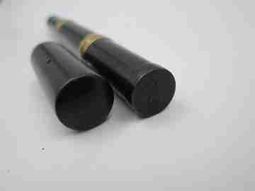 Watermans Ideal Safety 12 1/2 V,S. Black hard rubber & 18k gold rings. 14k nib. 1905