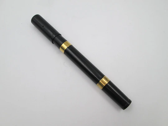 Watermans Ideal Safety Nº 1. Ebonita negra y anillos oro 18k. Plumín retráctil