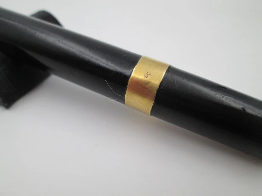 Watermans Ideal Safety Nº 1. Ebonita negra y anillos oro 18k. Plumín retráctil