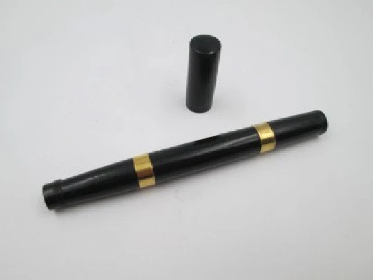 Watermans Ideal Safety Nº 1. Ebonita negra y anillos oro 18k. Plumín retráctil