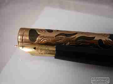 Waterman's Ideal. Eyedropper. Black ebonite. 1916. Gold-plated