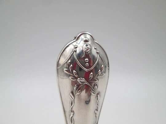 Wax seal / desk stamp. 925 sterling silver. Vegetable motifs on relief. Europe. 1980's