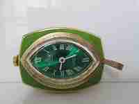 Wilson pendant watch. Gold plated & green enamel. Manual wind. 1960's