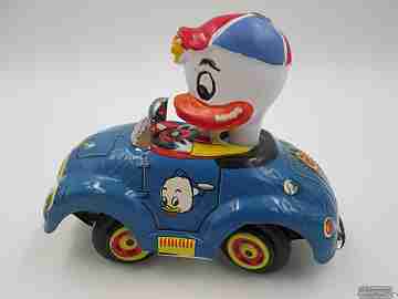 Wind-up toy car. Lithographed tinplate. Geyper / Disney. 1965