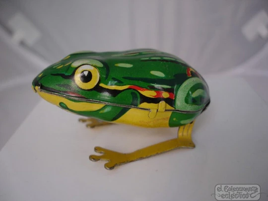 Wind-up toy. Lithographed tinplate. Frog. Germany. 1950's