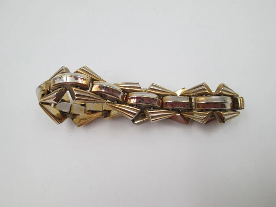 Women's art deco bracelet. Gold plated metal. Articulated design. Clamp clasp. 1940's Women's art deco bracelet. Gold plated metal. Articulated design. Clamp clasp. 1940's