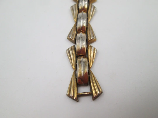 Women's art deco bracelet. Gold plated metal. Articulated design. Clamp clasp. 1940's Women's art deco bracelet. Gold plated metal. Articulated design. Clamp clasp. 1940's