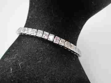 Women's articulated bracelet. 925 sterling silver and zircons. Tab clasp. 1990's
