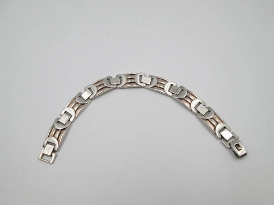 Women's articulated links bracelet. 925 sterling silver. Ring closure. Spain. 1990's