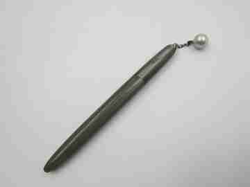Women's ballpoint pen. Green marble plastic. Pearl ornament on top. Europe. 1950's