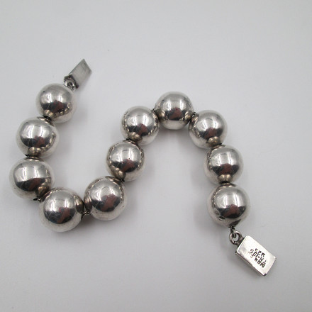 Womens Balls Bracelet Sterling Silver Tab Clasp 1980s | El