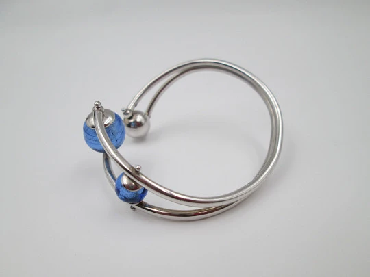 Women's bracelet. 925 sterling silver. Ball and blue crystal spheres. Europe. 1990's