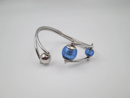 Women's bracelet. 925 sterling silver. Ball and blue crystal spheres. Europe. 1990's