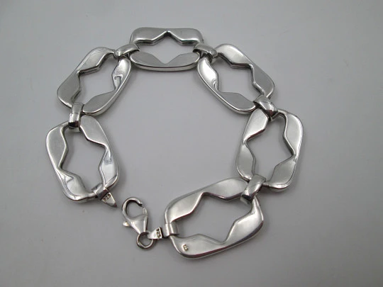 Women's bracelet. 925 sterling silver. Openwork rectangles. Lobster clasp