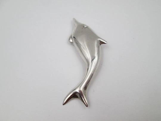 Women's brooch. 925 sterling silver. Swimming dolphin figure. Pin on back. Mexico. 1960's Women's brooch. 925 sterling silver. Swimming dolphin figure. Pin on back. Mexico. 1960's