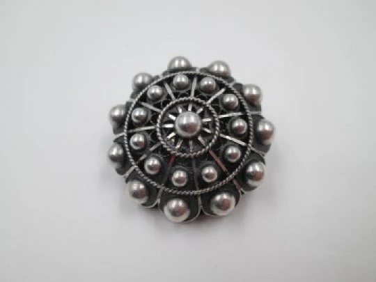 Women's brooch. Charro button. 925 sterling silver. Openwork. 1980's