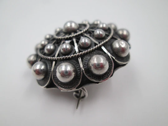 Women's brooch. Charro button. 925 sterling silver. Openwork. 1980's