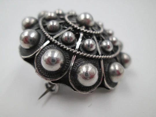 Women's brooch. Charro button. 925 sterling silver. Openwork. 1980's