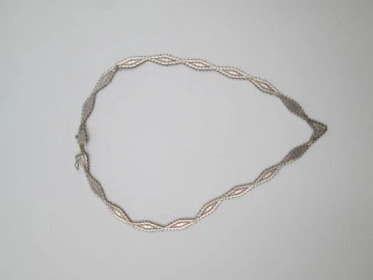 Women's choker. 925 sterling silver. Mexico. 1980's. Diamond patterns