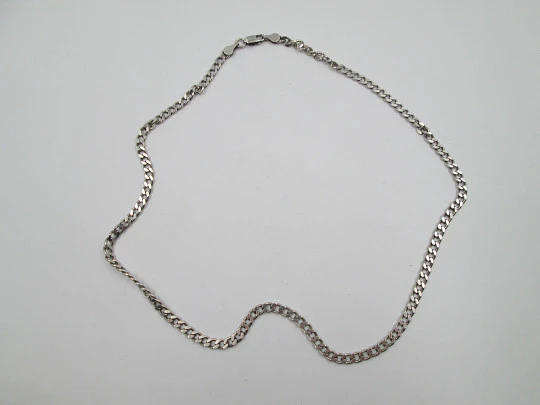 Women's curb chain. 925 sterling silver. Interlocking flat links. Crab clasp. 1980's Women's curb chain. 925 sterling silver. Interlocking flat links. Crab clasp. 1980's