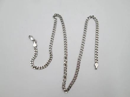 Womens Curb Chain Sterling Silver Interlocking Flat Links | El