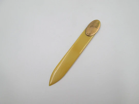Women's desk writing set. Celluloid ivory and gold-plated metal. Original box. 1930's. Spain