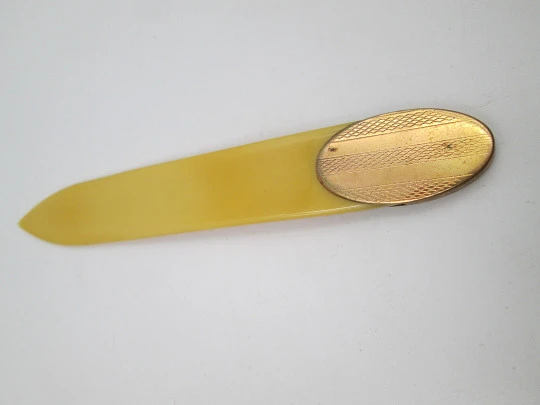 Women's desk writing set. Celluloid ivory and gold-plated metal. Original box. 1930's. Spain