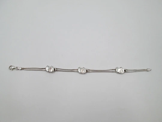 Women's double thread bracelet. 925 sterling silver. Elephant motifs. 1990's