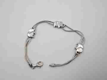 Women's double thread bracelet. 925 sterling silver. Elephant motifs. 1990's