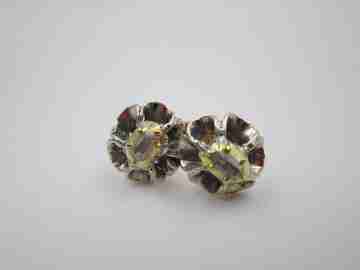 Women's earrings. 18 karat yellow gold and diamond rosettes. 1940's