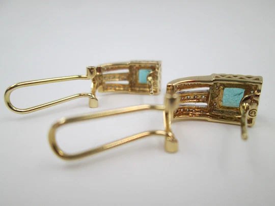 Women's earrings. Emeralds & diamonds. 18 karat white and yellow gold. 2010's