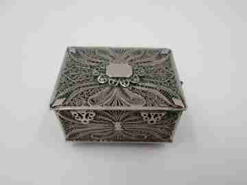 Women's filigree pillbox. 925 sterling silver. Vegetable motifs. 1970's