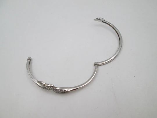 Women's half round bangle with strass. 925 sterling silver. Tab clasp. Spain. 1990's