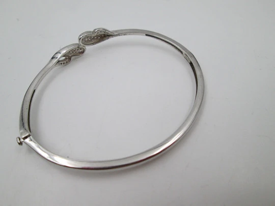 Women's half round bangle with strass. 925 sterling silver. Tab clasp. Spain. 1990's