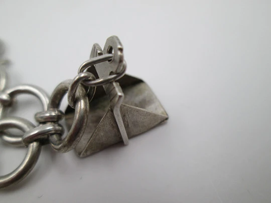 Women's hoops bracelet. Sterling silver. Equestrian pendants. 1960's