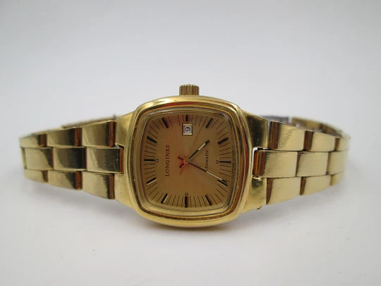 Women's Longines wristwatch. 20 microns gold plated & steel. Automatic. Calendar