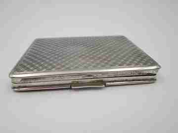 Women's makeup pocket mirror. 916 sterling silver. Guilloche & lines motifs