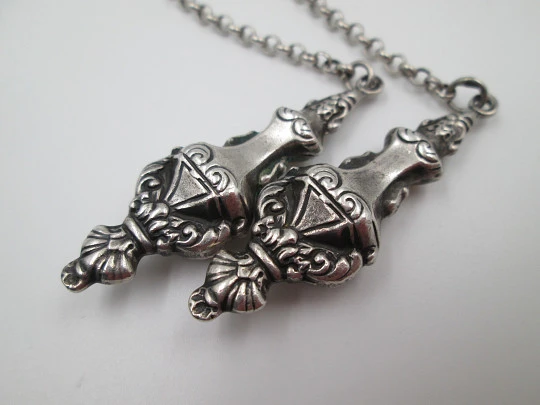 Women's necklace. 925 sterling silver. Ornamental vase finials. Europe. 1960's Women's necklace. 925 sterling silver. Ornamental vase finials. Europe. 1960's