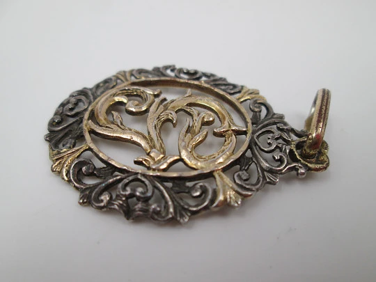 Women's openwork pendant. 925 sterling silver and vermeil. Vegetable motifs