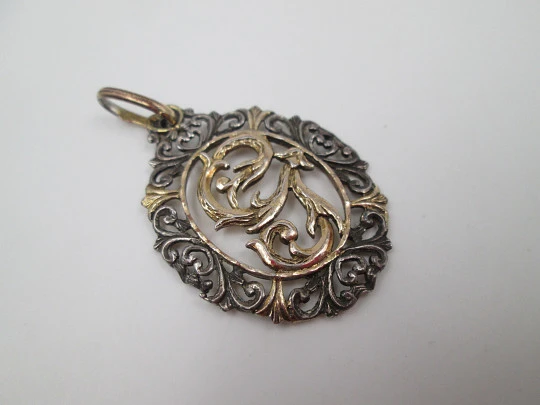 Women's openwork pendant. 925 sterling silver and vermeil. Vegetable motifs