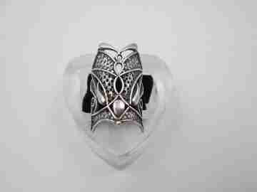 Women's openwork ring. Mask design. 925 sterling silver. Spain. 2010's
