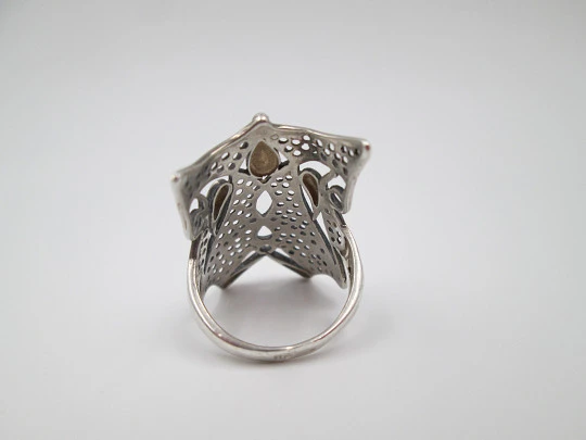 Women's openwork ring. Mask design. 925 sterling silver. Spain. 2010's